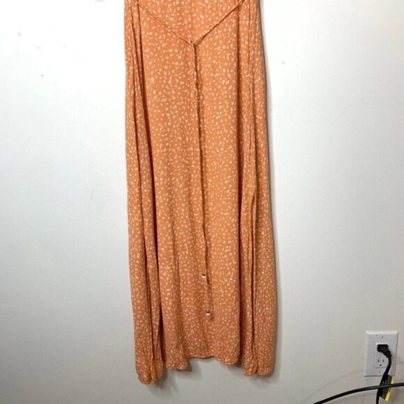 Kivari Women's Fleur Ditsy Midi Dress Orange Rust Floral Print Tie Waist Size XS - Picture 8 of 16